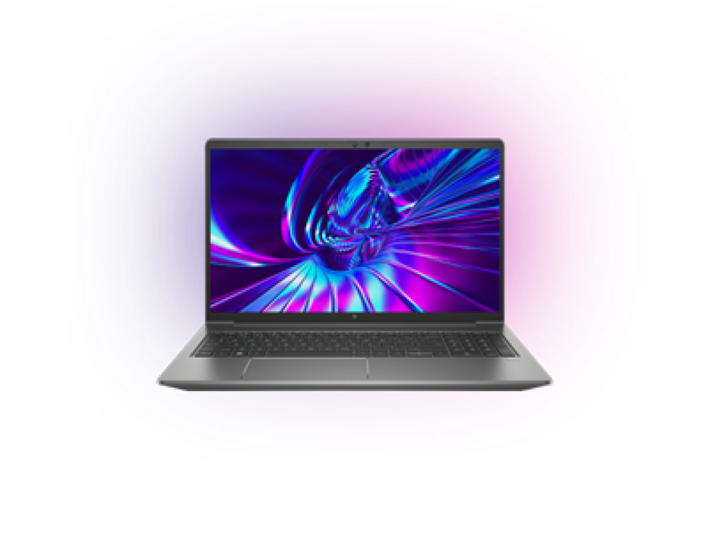 Auf dem Bild erkennt man ein silber Farbenen Laptop von HP ein Z Book Studio G9.